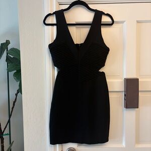 Parker Black Mini Sleeveless Bodycon Dress with Side Cut Outs - Size L